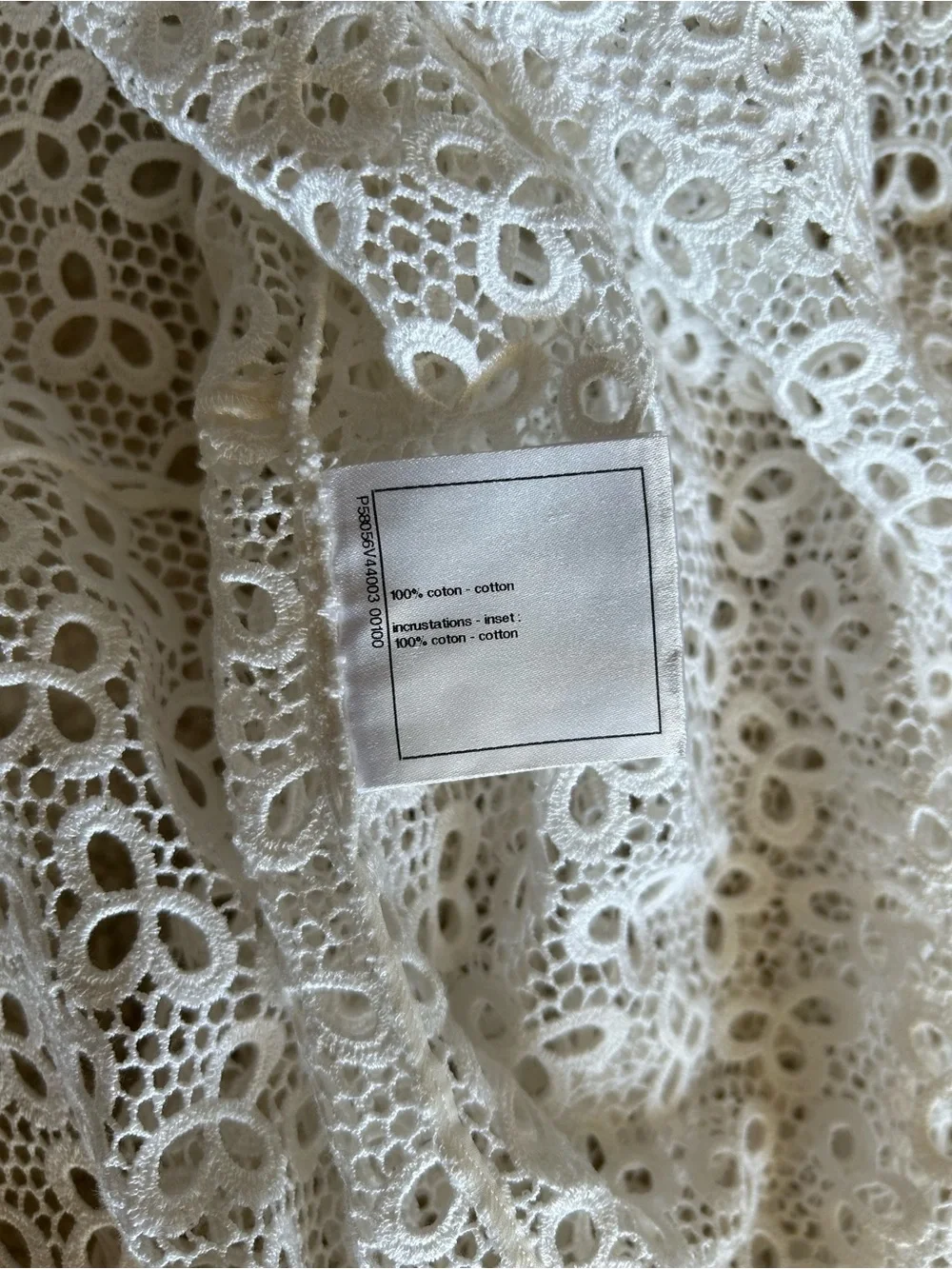 CHANEL 2018 Greece Ivory Lace Long-Sleeve Blouse 38